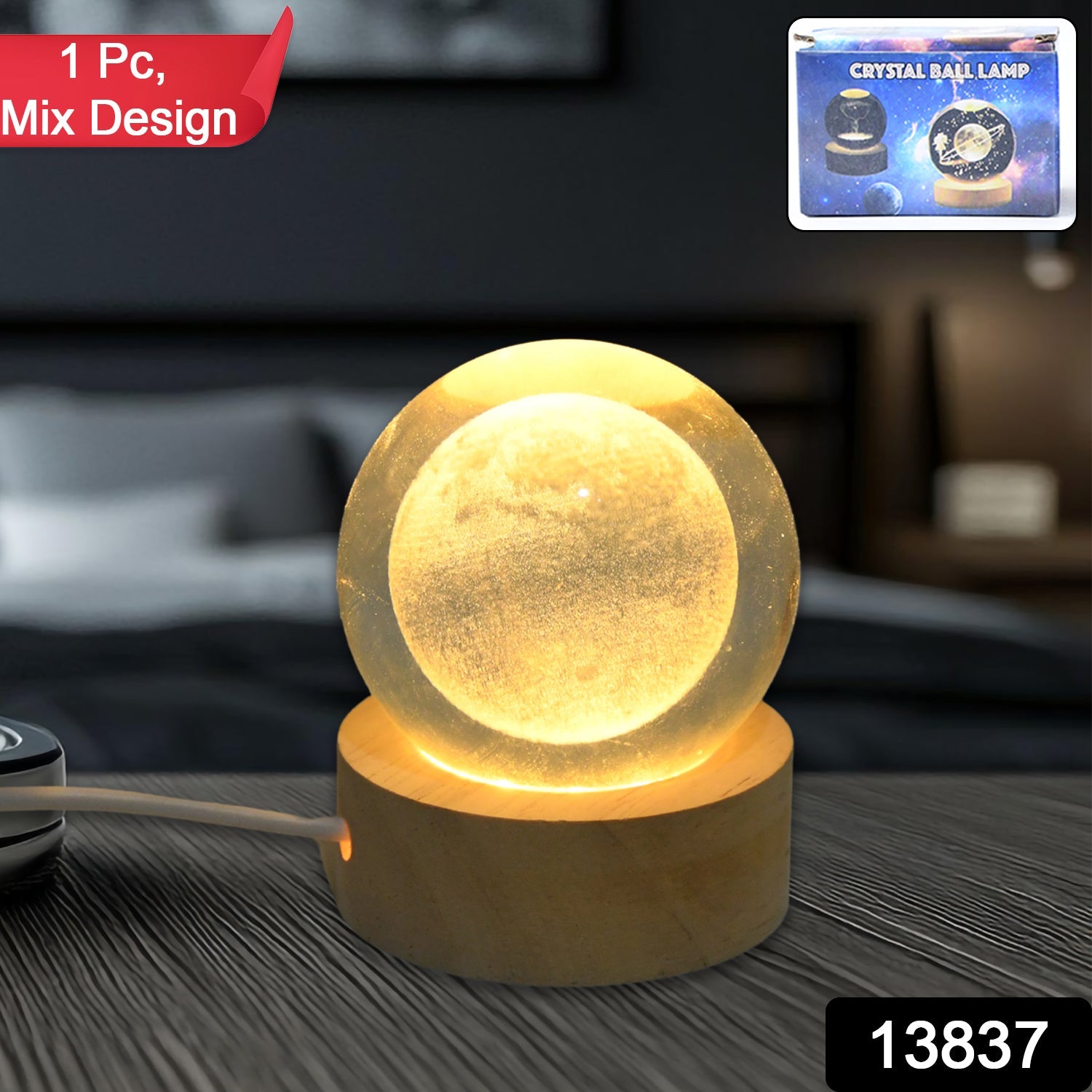 3D Crystal Ball lamps With Base (1 Pc / Mix Design) 3D Crystal Ball lamps With Base (1 Pc / Mix Design)